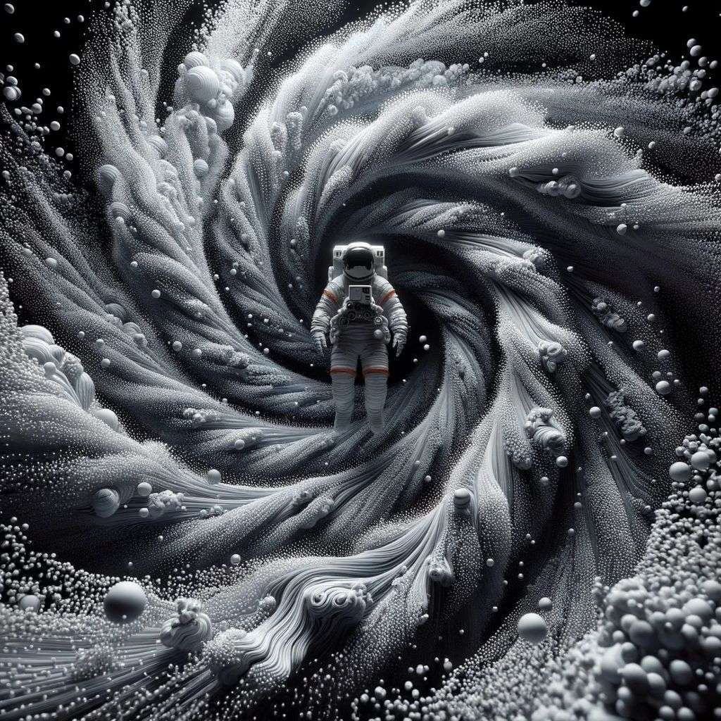 an astronaut, particle simulation, Octane render